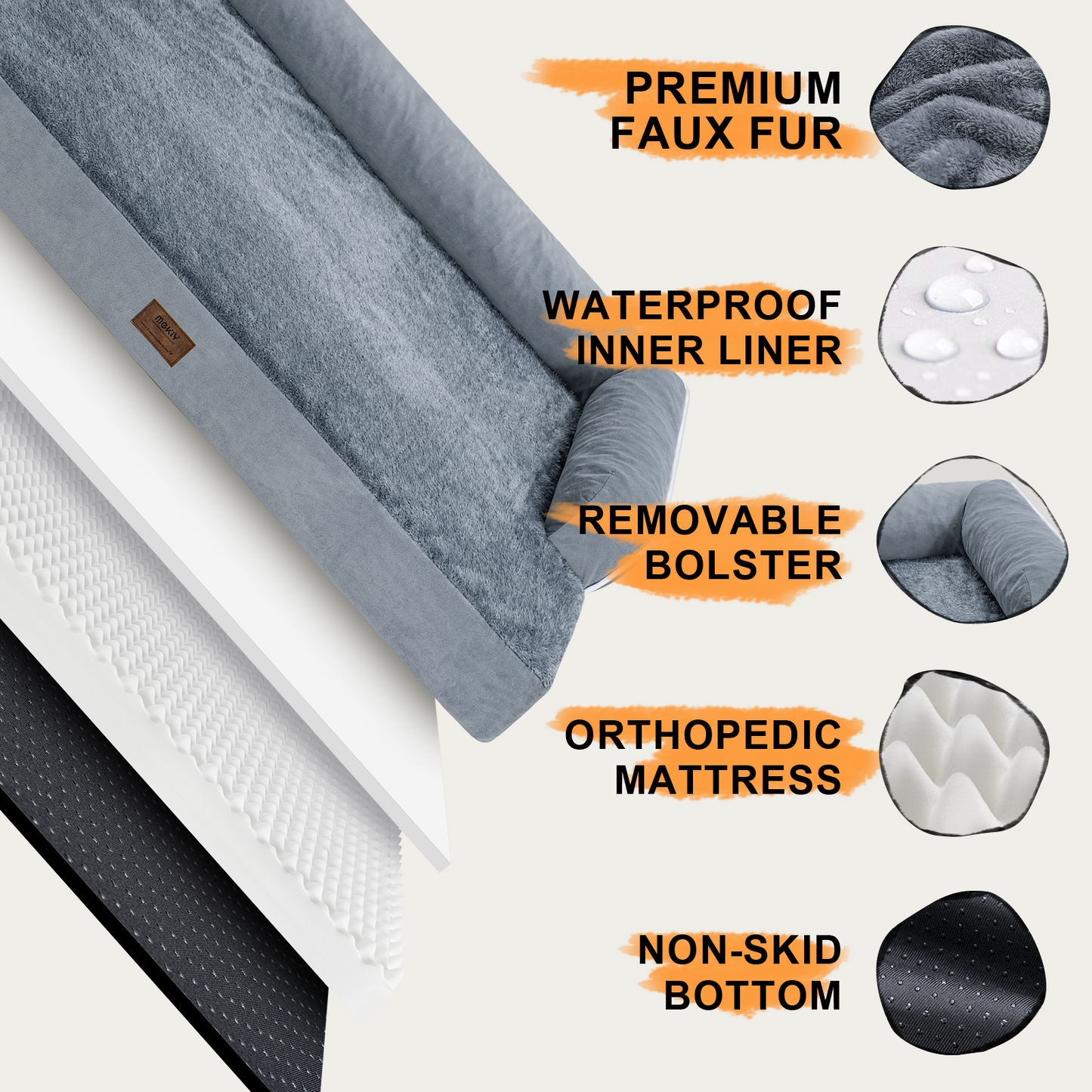 Cama grande para perros ortopédica lavable - Camas reforzadas - Perros grandes medianos XL XLarge - Sofá de espuma viscoelástica - Impermeable con funda extraíble