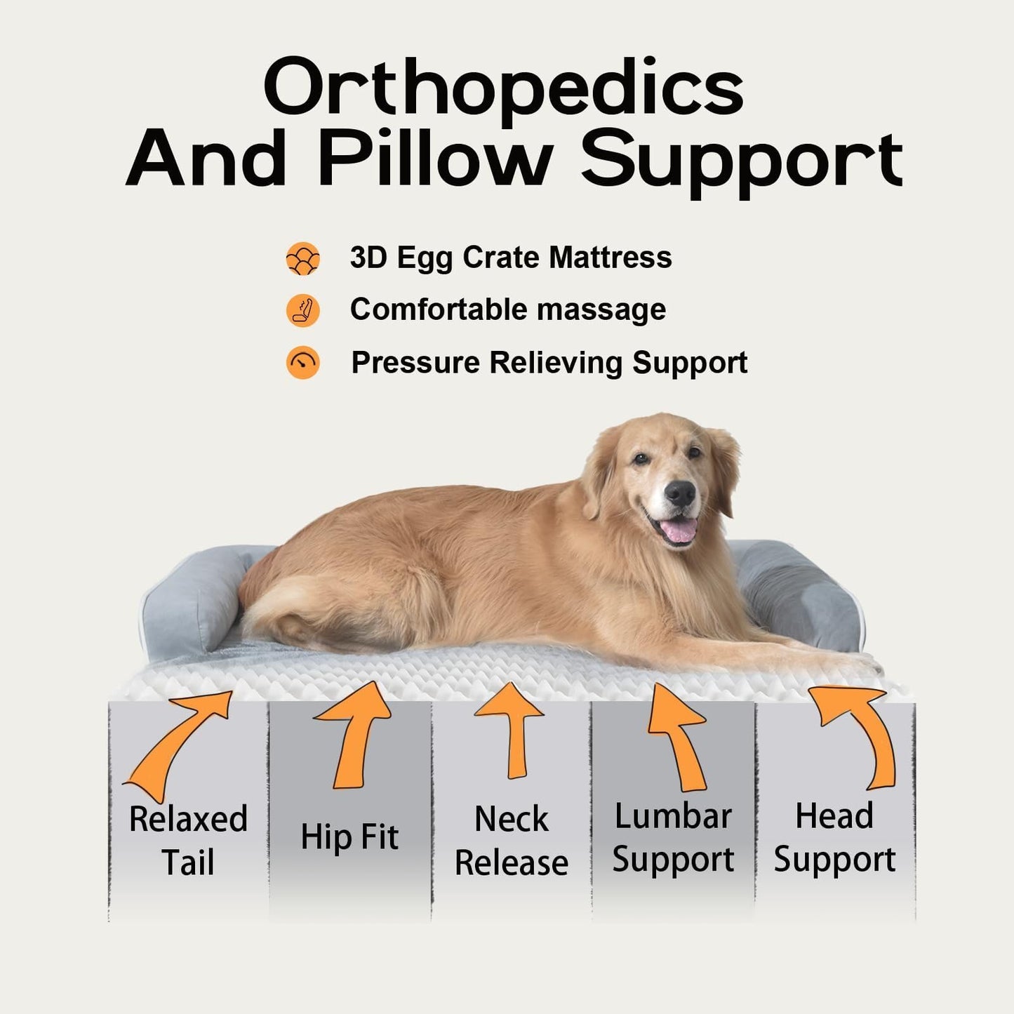 Cama grande para perros ortopédica lavable - Camas reforzadas - Perros grandes medianos XL XLarge - Sofá de espuma viscoelástica - Impermeable con funda extraíble