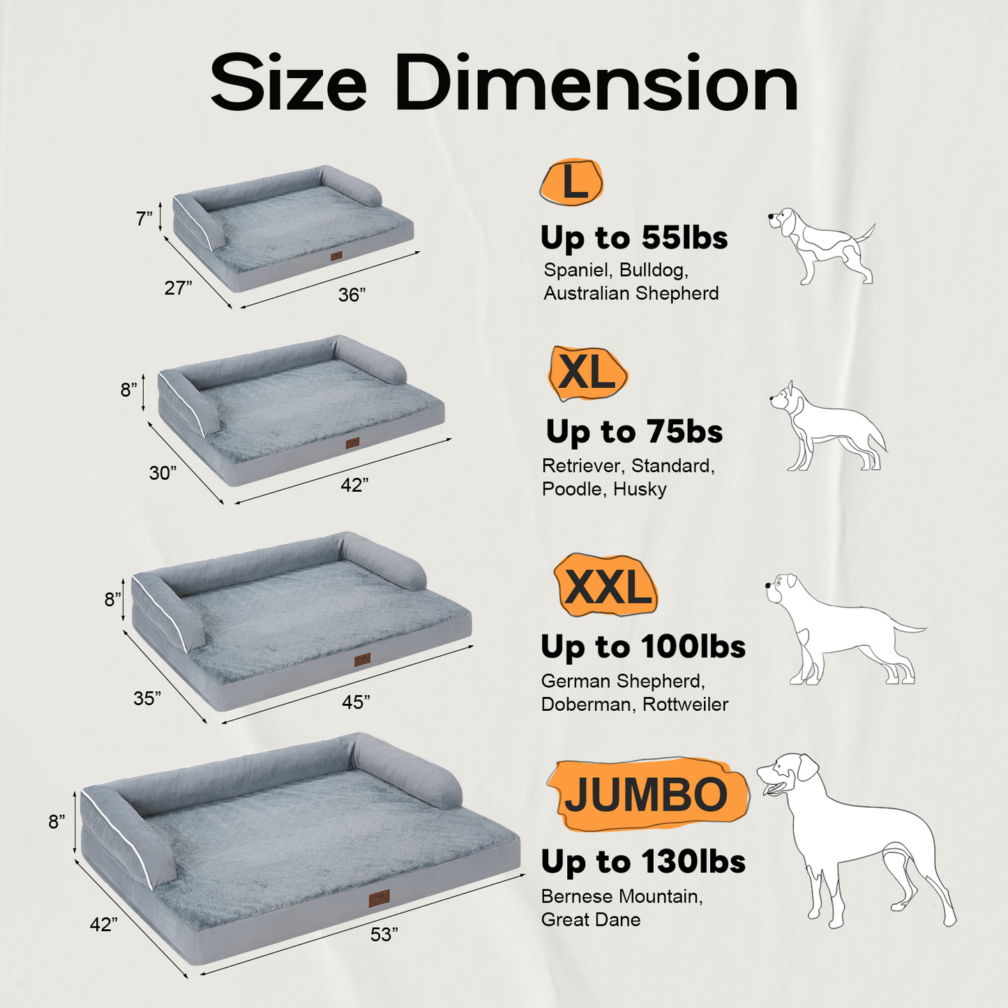 Cama grande para perros ortopédica lavable - Camas reforzadas - Perros grandes medianos XL XLarge - Sofá de espuma viscoelástica - Impermeable con funda extraíble