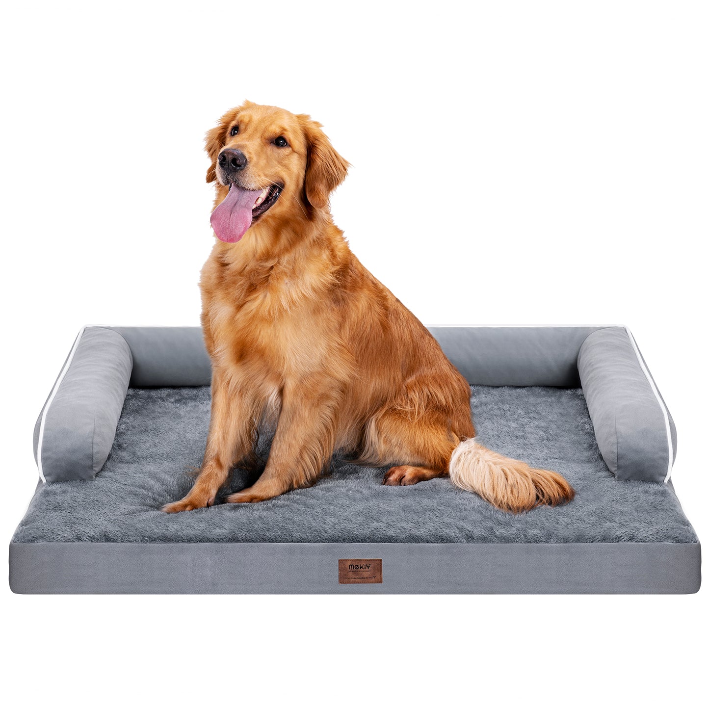 Large Dog Bed Orthopedic Supportive Dog Bed Waterproof with Bolster - Removable and Washable Cover for Medium Large Size Dogs